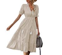 Vestido De Manga Corta De Moda para Mujer Vestido De Rayas De Verano Vestido De Temperamento