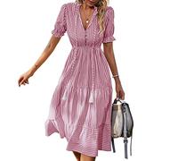 Vestido De Manga Corta De Moda para Mujer Vestido De Rayas De Verano Vestido De Temperamento