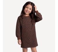 Vestido de manga larga, estampado de leopardo, tejido polar. Talla 108 cm (5 años). Color estampado leopardo/marrón