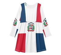 Vestido de manga para niña de 3 a 11 años, para otoño e invierno, Bandera de República Dominicana, 3 años