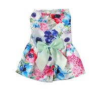 Vestido de Mascotas, Ropa de Gato para Perros de Verano Traje de Vestuario Suave y Transpirable con un Encantador Patrón Floral Vestimenta de Ropa para Perros Adorables para la (S)