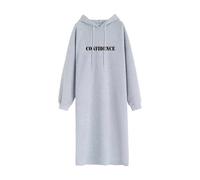 Vestido de maternidad con capucha y forro polar para mujeres embarazadas, al aire libre, otoño, invierno, cálido y cómodo, vestido de maternidad de algodón, gris, L