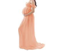 Vestido de Maternidad Lady Chiffon Off Shoulder Photography Maxi Vestido Embarazos Vestidos de Arrastre Pink M, Vestidos de Maternidad de invitado de Boda