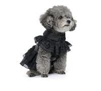 Vestido de miércoles para mascotas, perro, gato, disfraz de Addams, cosplay, lindo cachorro, gatito, abrigo negro, ropa con cinturón, fiesta de Halloween, juego de simulación para perros pequeños y