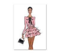 Vestido de moda de chica Sexy de París cuadro sobre lienzo for pared carteles nórdicos e impresiones decoración de salón cuadros de pared for sala de estar ( Color : 1 , Size : 60X80 cm No Framed )