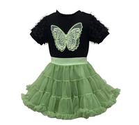 Vestido de moda para niña. Bonito vestido con mangas. Falda para niñas de 2 a 8 años. Adecuado para el día a día, el tiempo libre, combinado con una camiseta de moda y una falda tutú esponjosa