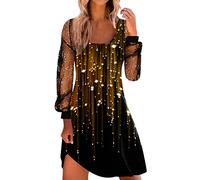 Vestido de Mujer Casual Summer Sexy Printed Mesh Spring Vestido Suelto de Manga Larga Vestidas Bailar En La Nieve