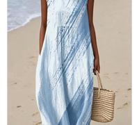 Vestido de mujer con estampado 2D, estampado francés, vestido holgado sin de cuello , falda tipo chaleco media y larga , vestido casual de moda, artículo para vacaciones en y opción de regalo