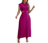 Vestido de mujer de estilo francés con cuello en V, monocolor, talla grande, favorecedor, para uso diario, oficina, vacaciones, etc, morado, XXL