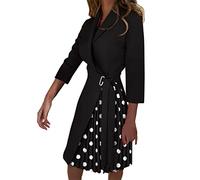 Vestido de mujer de manga larga midi, vestido de noche elegante en línea A, vestido cruzado estampado, vestido plisado, corte regular, vestido de cóctel con cinturón, largo medio, vestido de baile