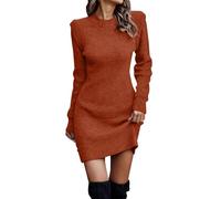 Vestido de mujer de manga larga, vestido mediano largo para mujer sexy de punto chic y elegante color sólido corte delgado casual clásico temperamento cómodo suéter otoño invierno vestido