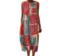 Vestido de mujer de verano de noche vestidos de san mangas sueltas casuales una línea de estampado de flores vestidos con cuello en V de gran tamaño algodón vestido de fiesta para mujer casual vestido