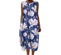 Vestido de mujer de verano de noche vestidos de san mangas sueltas casuales una línea de estampado de flores vestidos con cuello en V de gran tamaño algodón vestido de fiesta para mujer casual vestido