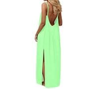 Vestido de mujer elegante y elegante vestidos sin mangas de lino vestido largo de sol con tirantes vestidos de verano casual bohemio maxi vestido para vacaciones en la playa, Mint Green, M