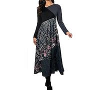 Vestido de Mujer Floral Suelto Otoño/Invierno Vestido Largo Manga Larga Vestido con Cuello en V S - 3XL