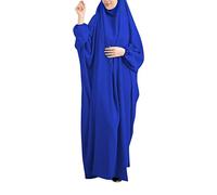 Vestido de mujer islámico casual musulmán caftán árabe sólido vestido abaya vestido casual para mujeres musulmanas, azul, talla única