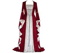 Vestido de mujer medieval con mangas trompeta estilo medieval victoriano disfraz de princesa vestido largo slim fit vestido ceremonia del 800 vintage disfraz para Halloween y carnaval