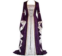 Vestido de mujer medieval con mangas trompeta estilo medieval victoriano disfraz de princesa vestido largo slim fit vestido ceremonia del 800 vintage disfraz para Halloween y carnaval