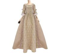 Vestido de mujer medieval gótico elegante retro vestidos túnica renacimiento victoriano princesa barroco rococó ropa 1/2 mangas renacentista medieval vestido fiesta reina vestidos, beige, S