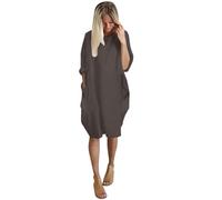 Vestido de mujer para mujer, cuello redondo, casual, largo hasta la rodilla, café, 6XL