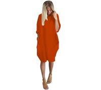 Vestido de mujer para mujer, cuello redondo, casual, largo hasta la rodilla, naranja, 3XL