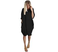 Vestido de mujer para mujer, cuello redondo, casual, largo hasta la rodilla, Negro, 5XL