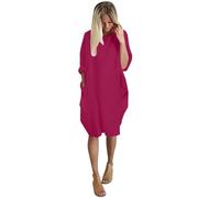 Vestido de mujer para mujer, cuello redondo, casual, largo hasta la rodilla, Rojo De La Sandía, 4XL