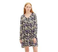Vestido de mujer TOM TAILOR denim con volante y escote en V, Negro (32418-estampado de flores verde lila), XXXL