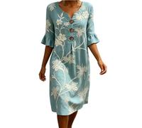 Vestido De Mujer Verano Manga Corta Holgados Fiesta Elegante Vestidos De Ceremonia Mujer Tallas Grandes Cóctel Formales Casual Playa Comoda Ligera (Light Blue, L)
