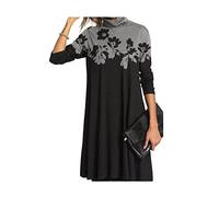 Vestido de Mujer Vestido Suelto Floral Otoño/Invierno Vestido de Manga Larga con Cuello Medio Alto S - 3XL