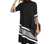 Vestido de Mujer Vestido Suelto Floral Otoño/Invierno Vestido de Manga Larga con Cuello Medio Alto S - 3XL