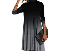 Vestido de Mujer Vestido Suelto Floral Otoño/Invierno Vestido de Manga Larga con Cuello Medio Alto S - 3XL