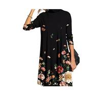 Vestido de Mujer Vestido Suelto Floral Otoño/Invierno Vestido de Manga Larga con Cuello Medio Alto S - 3XL