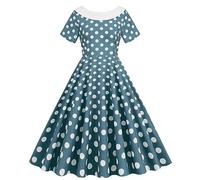 Vestido de mujer vintage años 60, 2023, elegante, con espalda descubierta, para swing, danza, fiesta, baile, ceremonia, lunares, falda plisada, de talle alto, camiseta estilo A, para Halloween, cóctel