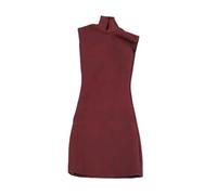 Vestido de muñeca a escala 1:6, mini vestido sin mangas que abraza la figura con cuello alto para figuras de acción femeninas de 30 cm, rojo oscuro