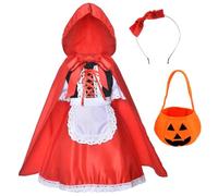 Vestido de Navidad Cosplay Disfraces para Niñas con Diadema (2 12) Niñas Rojo (Rojo, 12-13 años)