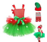 Vestido de Navidad genérico para niñas | Traje de disfraz de Navidad con sombrero y calcetines | Vestido de tul sin mangas traje - Traje de para fotografía de vacaciones de invierno