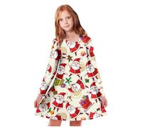 Vestido de Navidad para adolescentes y niñas, vestido de manga larga, vestido de Navidad, vestido de invierno, cuello redondo con estampado extraño, tutú, vestido de princesa, vestido de Navidad