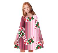 Vestido de Navidad para adolescentes y niñas, vestido de manga larga, vestido de Navidad, vestido de invierno, cuello redondo con estampado extraño, tutú, vestido de princesa, vestido de Navidad