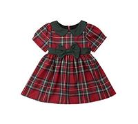 Vestido de Navidad para bebé, niña, vestido corto con falda a cuadros para otoño e invierno rojo 6-12 Meses
