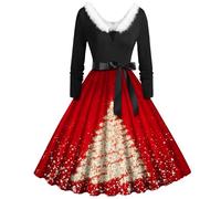 Vestido de Navidad para mujer, color rojo, sexy, cuello en V, vestido de Navidad, para mujer, madre, Navidad, elegante, para boda, cosplay, vestido de Navidad, vestido de Navidad, caqui, M