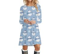 Vestido de Navidad para mujer con una línea larga, vestido de Navidad, estampado 3D, túnica de pijama de gran tamaño, vestido de manga larga, vestidos de Navidad, elegantes y elegantes, vestidos de