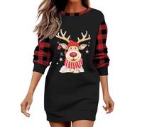 Vestido de Navidad para mujer, vestido de Navidad, manga larga, cuello redo | Vestidos Para Fiesta Para Señoras a Señoras Eventos Lisos Gordita Viejo Vestits Dorado Oferta Vestir Grados