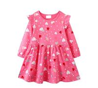 Vestido de Navidad para niña, manga larga, diseño de dibujos animados, informal, camiseta para fiesta festiva con bonito estampado, Rosa., 6-7 años