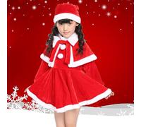 Vestido de Navidad para Niñas, Disfraz de Papá Noel con Gorro, Conjunto para Fiesta Cosplay (100)