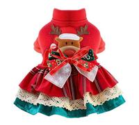Vestido de Navidad para perros pequeños, disfraz de princesa de reno rojo con lazos, disfraz cálido para cachorros, perras, gatos, se adapta a chihuahua, yorkshire terrier, maltés (S)