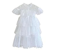 Vestido de niña con lentejuelas, estrellas, lunas, volantes, mangas de vuelo, para fiestas de baile, estilo princesa, falda de tul, línea A, vestido de evento solemne para, Blanco, 12-18 meses