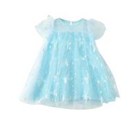 Vestido de niña con textura de hilo hilado, silueta acampanada, lindo vestido para niños pequeños, atuendo casual para fiestas de verano, vestidos de cita de juego todos los días, 01#_azul, 5-6 años