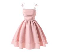 Vestido de niña con Tirantes Espaguetis sin Mangas Vestido de Verano de una línea A de Princesa Vestido de Sol en Capas Vestido de Boda 8-12 años