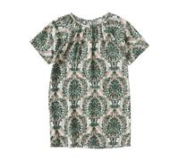 Vestido de niña de algodón con manga corta y falda pequeña para niñas con, Negro Verde, 3-4 años